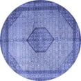 thumbnail image 1 of Ahgly Company Machine Washable Indoor Round Medallion Blue Traditional Area Rugs, 5' Round, 1 of 4