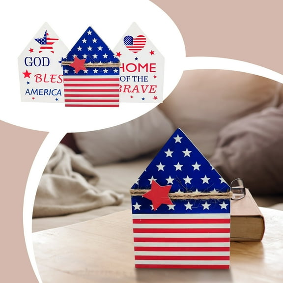 Patriotic Decorations 4th of July Decorations 4th of July Table Decorations 4th of July Tiered Tray Decor Patriotic Layout Props Table Red White and Blue Decorations Party Decorations Wooden Crafts