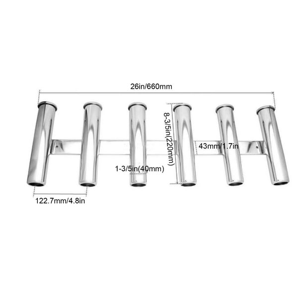 Fishing Rod Holder Fish Pole Support Bracket 6 Tubes Marine Stainless Steel  for Boats Yacht 