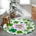 thumbnail image 3 of St Patricks Day Round Area Rug 4Ft Washable Circle Rugs for Bedroom Dining Room, Shamrock Grey Green Spring Modern Leaf Non-Slip Carpet Floor Mats Indoor Outdoor Carpet Runner Aesthetic Home Decor, 3 of 8