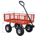 thumbnail image 6 of Heavy-Duty Steel Garden Cart with Removable Sides, 550 lb Capacity, 10" Tires - Versatile Utility for Yard, Landscaping, 3 cu ft (Red), 6 of 8