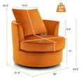 thumbnail image 3 of Giantex Swivel Chair, No Assembly Lint Fabric Accent Sofa Armchair, Velvet Round Barrel Chair, 2, 3 of 6