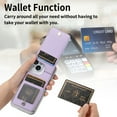 thumbnail image 6 of Back Wallet for iPhone 16 Case with Card Holder, PU Leather RFID Blocking Card Slots Zipper Purse Case with Wristband, Magnetic Clasp Flip Stand Clear Durable Phone Cover, Purple, 6 of 10