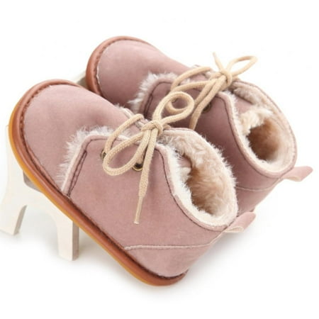 

Summark Baby Booties Newborn Girl Boy Unisex Velvet Rubber Non-Slip Sole Shoes Toddler Infant Fleece Cozy Winter Warm Prewalker Boots