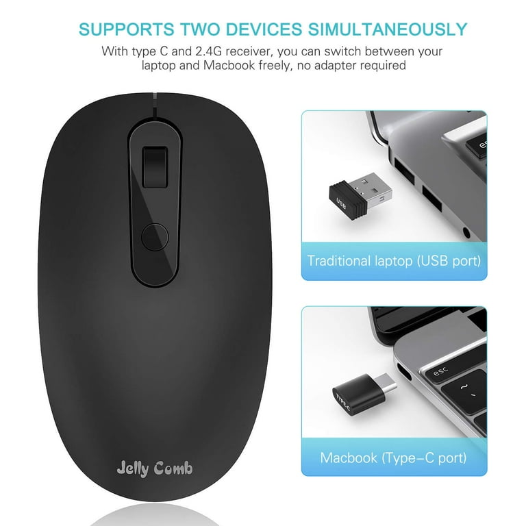 Type C Wireless Mouse, Jelly Comb 2.4G Wireless Mouse USB C