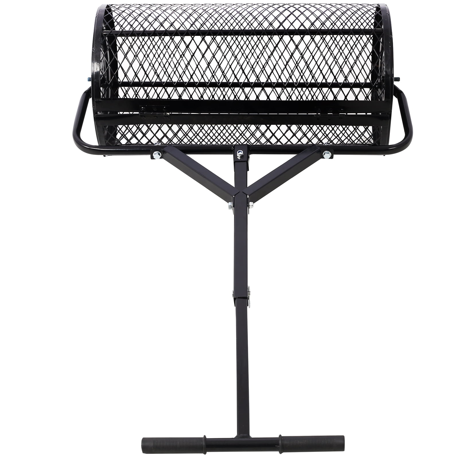 Peat Moss Spreader 24inch, Compost Spreader Metal Mesh,T Shaped Handle for Planting Seeding, Lawn and Garden Care Manure Spreaders Roller, Black