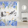 thumbnail image 2 of JOOCAR Cute Cats Kids Shower Curtains Cartoon Animal Bathroom Curtains for Boys Girls Teens Room Decor, Botanical Floral Waterproof Bath Curtains with 12 Hooks  72" W x 72" L, 2 of 7