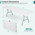 thumbnail image 5 of Costway 8 ft Portable Folding Table with HDPE Tabletop Safe Lock Mechanism Carrying Handle White, 5 of 11
