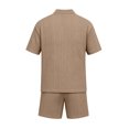 thumbnail image 5 of hotojiny Men's Summer Beach Outfits 2 Piece Sweatsuits Big and Tall Golf Shirts 1/4 Zip Top and Shorts Vacation Texture Sets(Khaki,Small), 5 of 5