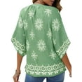thumbnail image 4 of UVN Womens Summer Blouses Bohemian 3/4 Bell Sleeve Shirts for Women V Neck Flowy Casual Pleated Tops, 4 of 9
