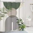thumbnail image 3 of Boho Sage Green Shower Curtain, Abstract Century Modern Bathroom Curtain, Gold Leaves Plant Olive Grey Minimalist Bathroom Decor Bath Curtain12 Pack Hooks 72"W x 72"L (Pack of 1), 3 of 6