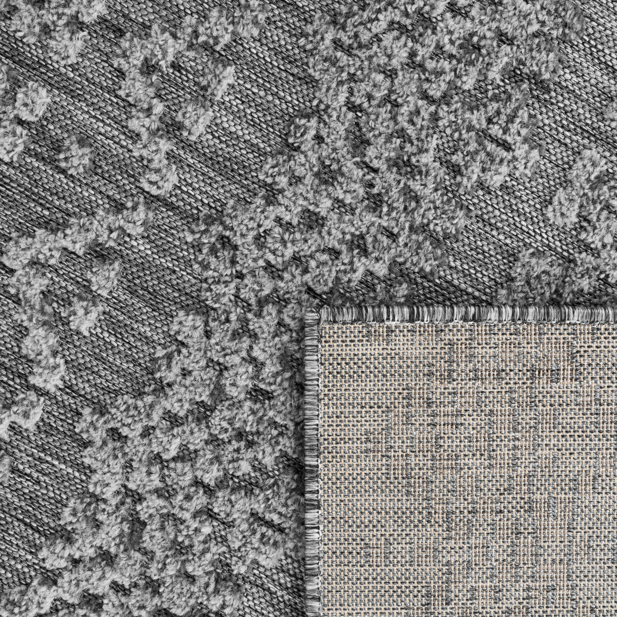 Paco Home Indoor & Outdoor Rug with Textured Boho Pattern in Dark Grey - 2'8" x 4'11" (3'x5')