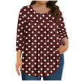 thumbnail image 1 of hotojiny Hauts Grande Taille pour Femmes Décontractés Manches 3/4 Encolure Dégagée Chemise Douce Mignonne à Pois Plissée Ourlet Arrondi Tuniques T-Shirts, 1 of 6