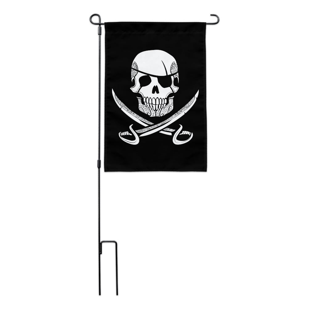Pirate Skull Crossed Swords Patch Garden Yard Flag 