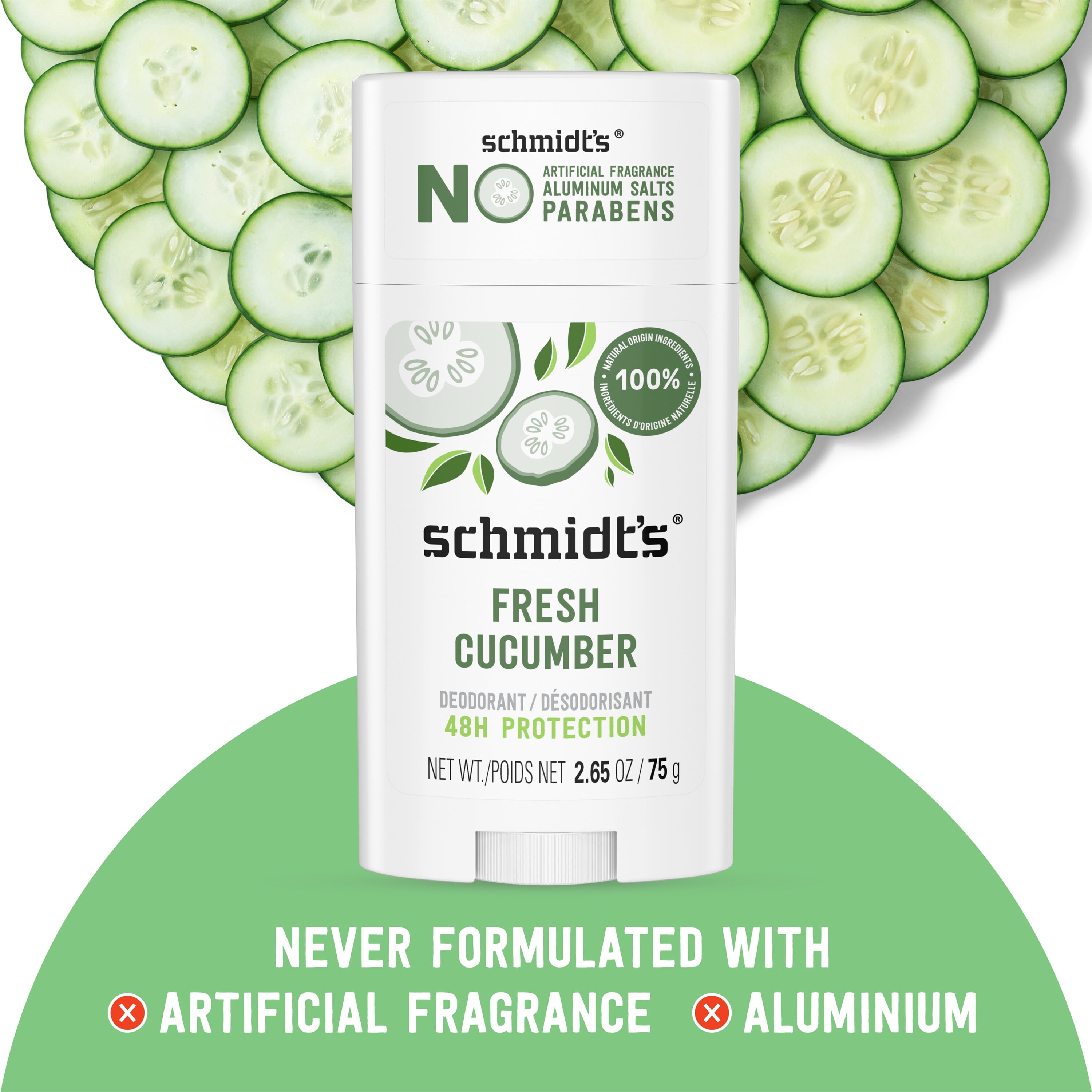 Schmidt's Aluminum Free Natural Deodorant Fresh Cucumber, 2.65 oz