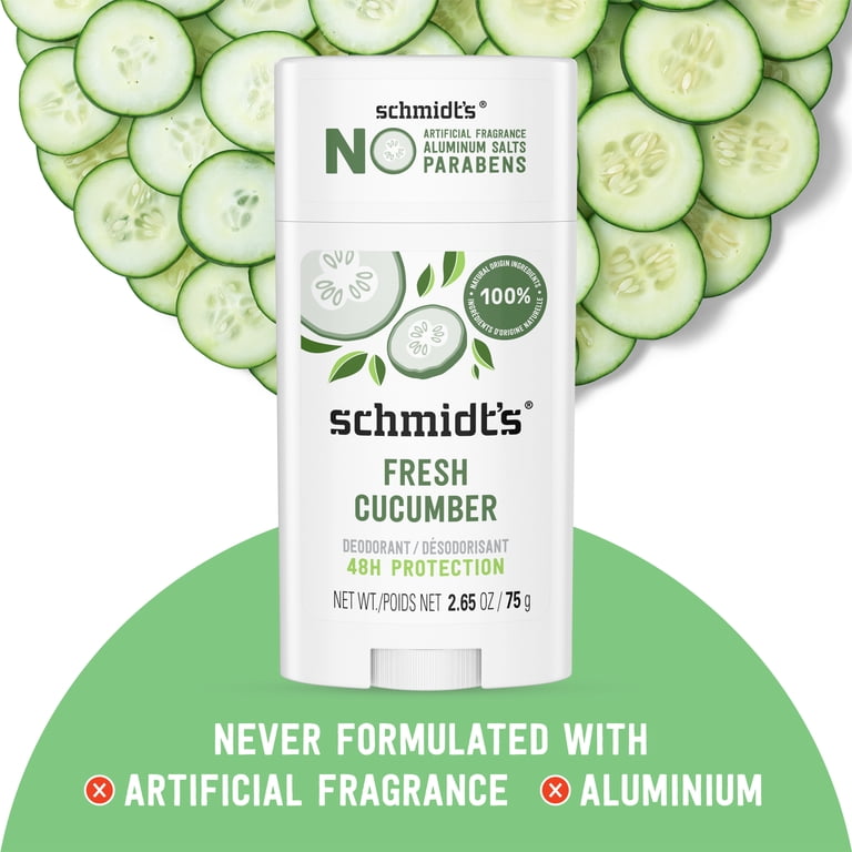 Schmidt's Fresh Cucumber Natural Deodorant, Aluminum Free, Vegan