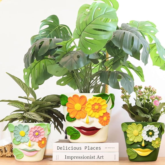 GUGUGO 8 Inch Large Flower Face Planters