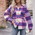 thumbnail image 6 of Herrnalise Womens Flannel Shacket Jacket Casual Plaid Wool Blend Button Down Long Sleeve Shirt Fall Clothes Outfits 2024 Hot Pink,S, 6 of 8