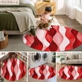 thumbnail image 6 of 6Ft Round Rug, Red Striped Non-Skid Rubber Backing Large Area Rugs - Living Room Bedroom Home Office, Modern Gradient Geometric Ripple Stripes Indoor Floor Mat Carpets Washable Rug, 6 of 9