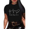 thumbnail image 1 of Camiseta Qyz-Top Faith Hope Love Rhinestone Bling Black S, 1 of 3