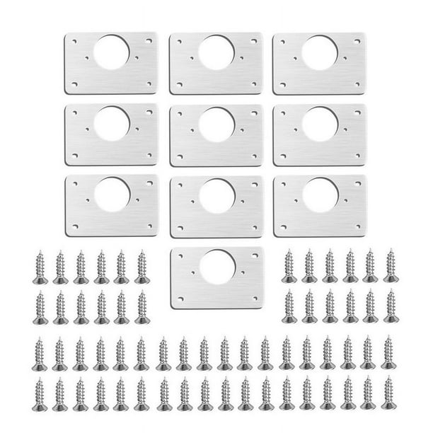 10 Uds. Placa de ReparacióN de Bisagras para Armarios, Muebles, Cajones, Paneles de Puerta de Acero Inoxidable, Base de Mesa, Bisagra, Tablero de ReparacióN de Tazas
