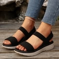 thumbnail image 2 of SZJXBUY Wide Width Platform Sandals for Women Open Toe Elegant Flat Wedge Sandals Summer Comfortable Elastic Ankle Strap Dressy Shoes Black,36, 2 of 9