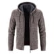 thumbnail image 1 of Chaqueta tipo cárdigan con cremallera y forro polar con capucha para otoño e invierno para hombre, 1 of 5