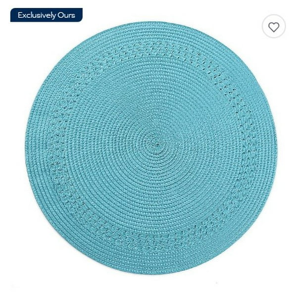 Destination Summer Spiral Border Round Placemat In Turquoise Com Destination Summer Spiral Border Round, Turquoise Round Woven Placemats