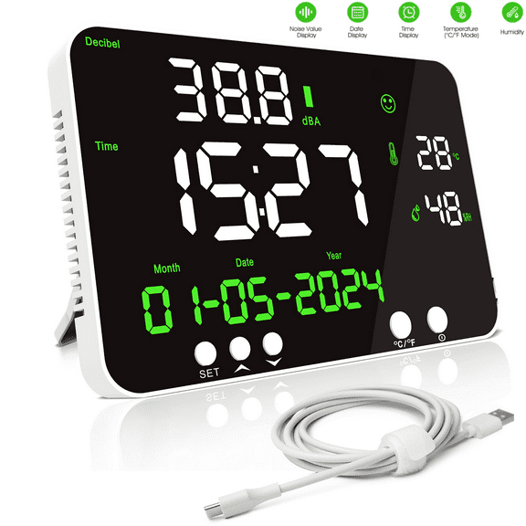 Wall Mounted Decibel Meter LED 11inch Screen Display Sound Level Tester 30-130dB