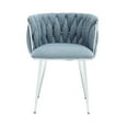 thumbnail image 5 of 2PC Leisure Accent Chair with Silver Metal Legs, Boucle Upholstered Barrel Chair with Wove Backrest, Modern Lounge Armchairs for Dining Room Living Room Bedroom, Light Blue, 5 of 9