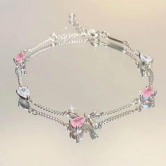 Elegant Crystal Flowers Bracelet For Women Sweet Girl P5E7 Bow Moon Brac R9N2