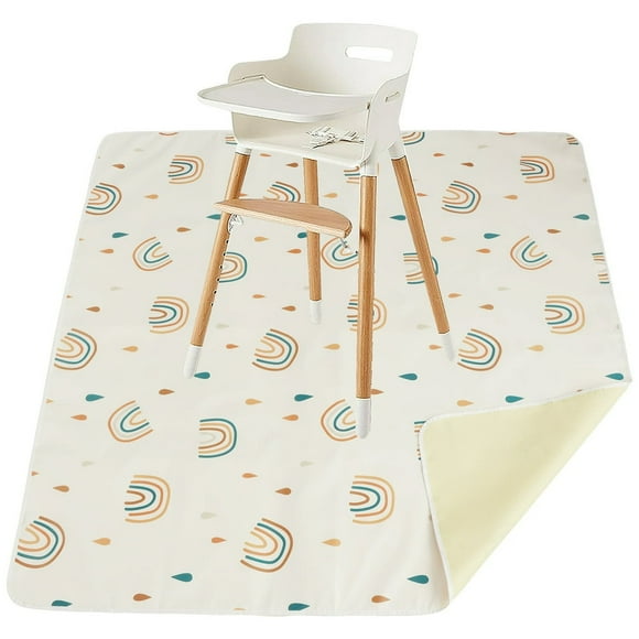 Baby Dining Chair Mat Non-Slip High Chair Food Catcher Waterproof Baby Splat Mat Portable High Chair Feeding Mat Reusable Baby Spill Mat High Chair Floor Mat for Home Highchair Picnic 43