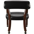 thumbnail image 3 of Bowery Hill Traditional Wood Box Seat Black Vinyl Arm Chair with Casters - Black, 3 of 6