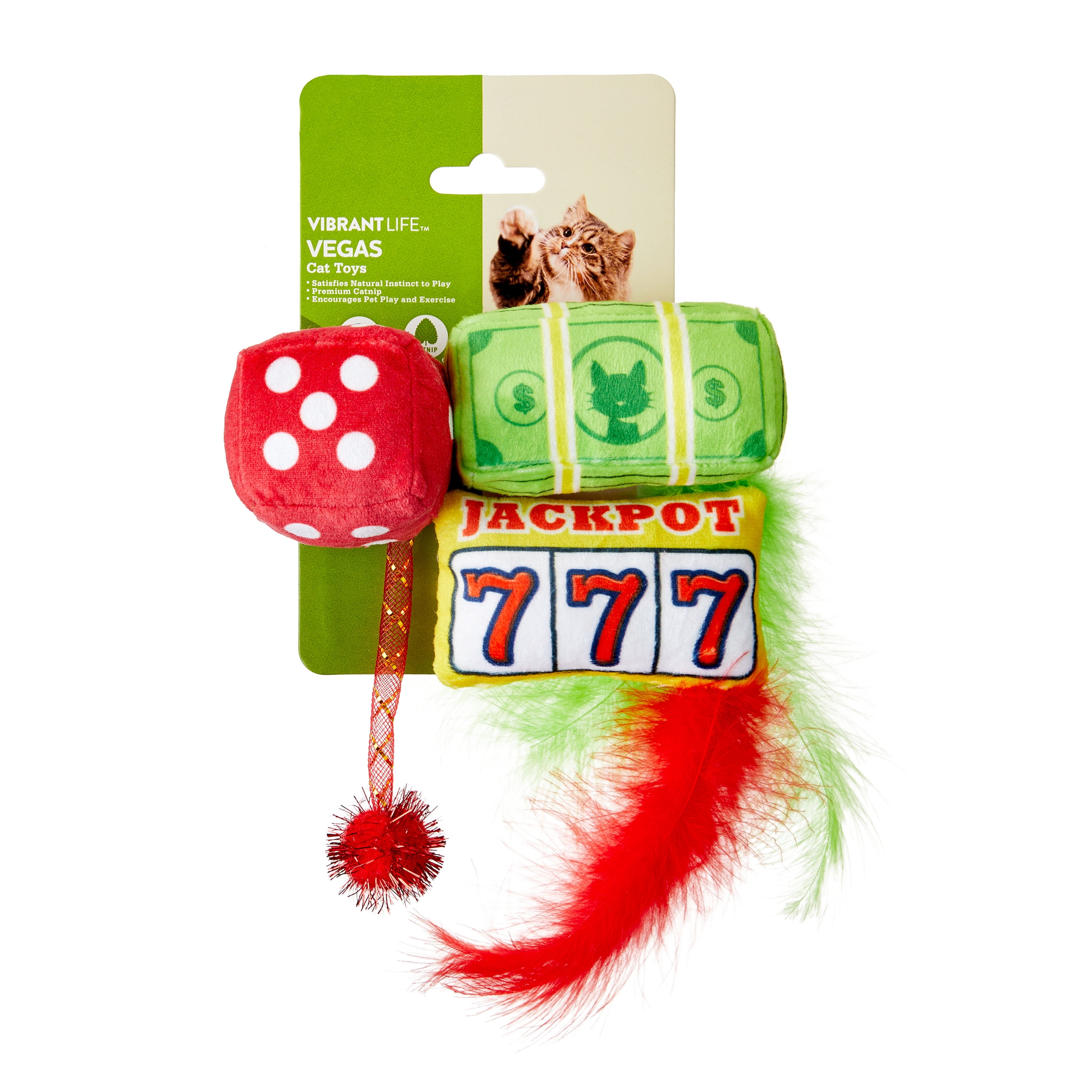 Vibrant Life Vegas Cat Toys with Catnip, Multicolor, 3 Pack