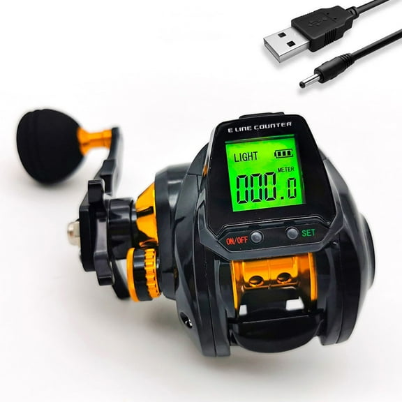 1 Pcs 6.3:1 Digital Fishing Baitcasting Electric Fishing Baitcasting Reel with Accurate Line Counter Large Digital Display Line Counter USB Charging