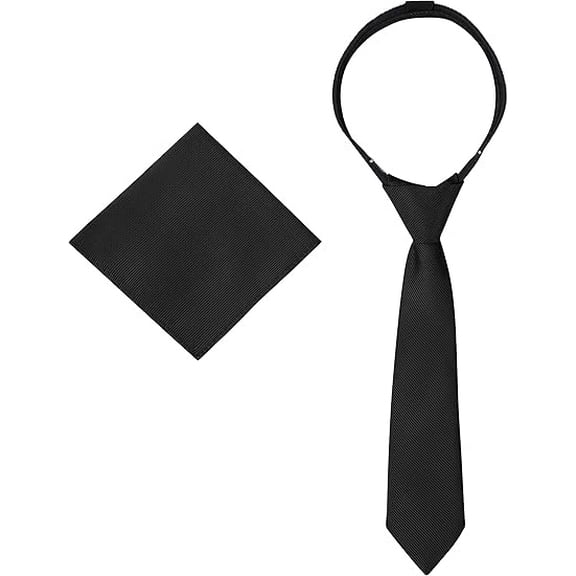 S.H. Churchill & Co. Ties For Boys - Necktie & Pocket Square - Pre-Tied Woven Kids Zipper Tie, School Uniforms Wedding