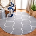 thumbnail image 2 of SAFAVIEH Dhurries Solomon Geometric Area Rug, Grey/Ivory, 6' x 6' Round, 2 of 10