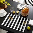 thumbnail image 4 of Black Striped Placemats Set of 4, Modern Farmhouse Black and White Stripes Washable Wipeable Table Mats for Dining Tables, Indoor Outdoor Kitchen Place Mats for Holiday Party Table Decor, 4 of 9