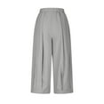 thumbnail image 6 of YUGYXL Women's Elastic Waist Ruffle Pants Wide Leg Pants Cropped Pants Capri Daily Solid Color Comfy Outdoor Pant Gray L, 6 of 8