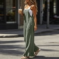 thumbnail image 6 of SAWOBUUN Womens Wide Leg Jumpsuit Adjustable Straps Casual Overalls Ruffled Hem Loose Fit Sleeveless Jumpsuits, 6 of 9