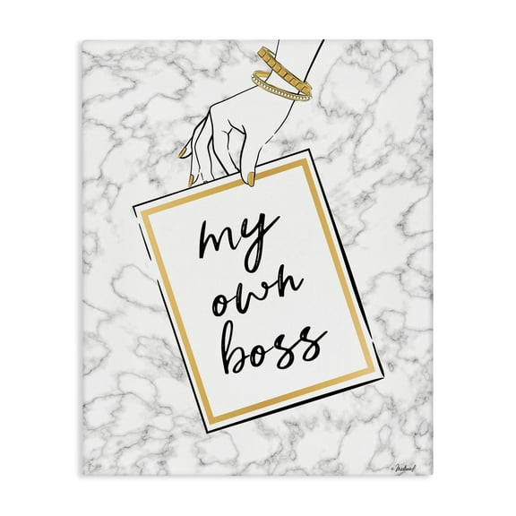 Stupell Industries My Own Boss Phrase Typography Painting Gallery Wrapped Canvas Art Print Wall Art, 30 x 40