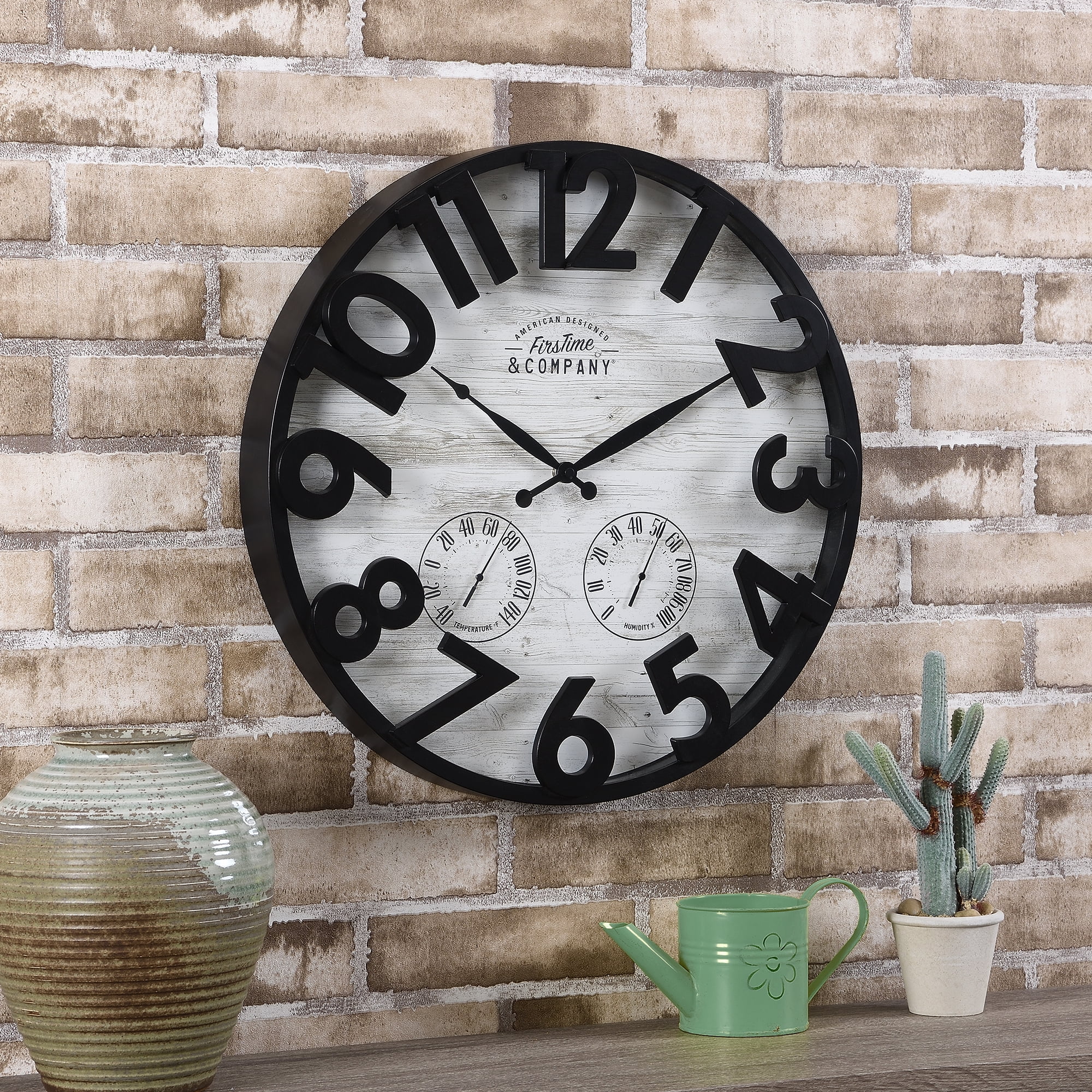 FirsTime & Co.® Sherwood Shiplap Farmhouse Outdoor Clock, American