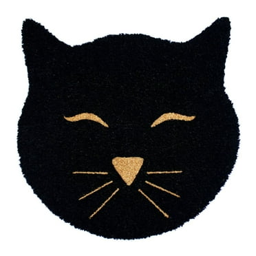 RugSmith Machine Tufted Cat Head Indoor and Outdoor Coir Doormat, 20" x 20"
