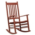 thumbnail image 1 of Outsunny Wooden Porch Rocking Chair Outdoor Patio Rocker Garden Single Leisure Reclining Seat Armchair Wine Red, 1 of 9