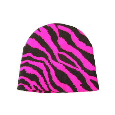 Zebra Short Beanie - Hot Pink