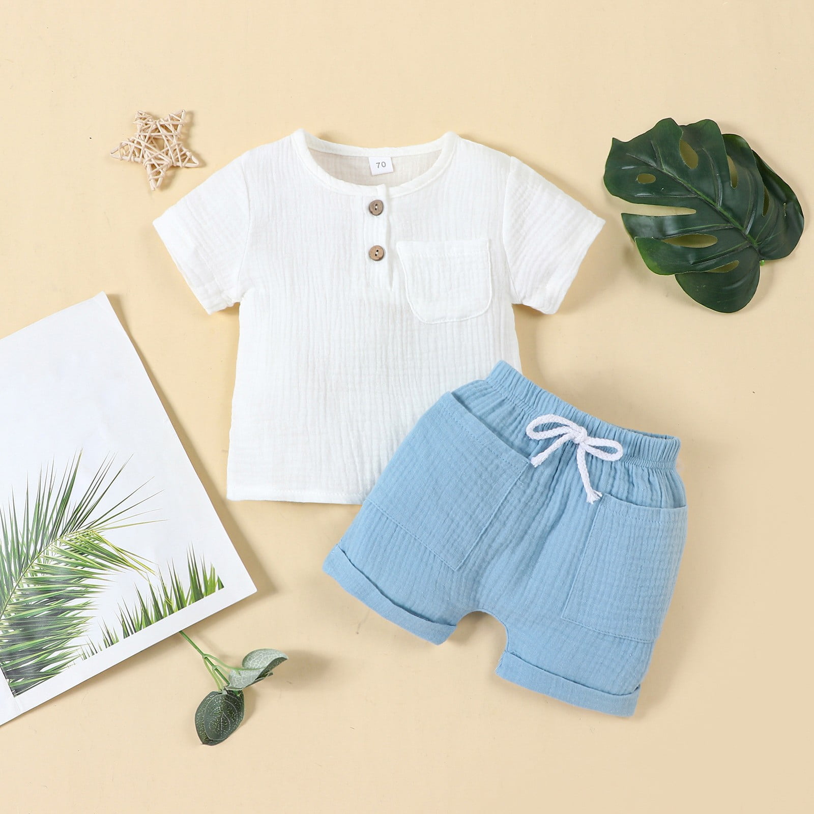 LNMQLPDBS Baby Boys Summer Outfits Infant Boy Short Sleeve T-Shirt Elastic Waistband Shorts Newborn 2Pcs Casual Set Toddler Clothes