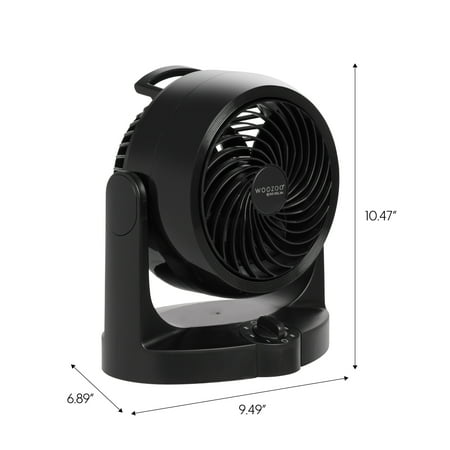 Woozoo Air Circulator Fan - 3 Speed Small Fan - 157 ft² Area Coverage - Black