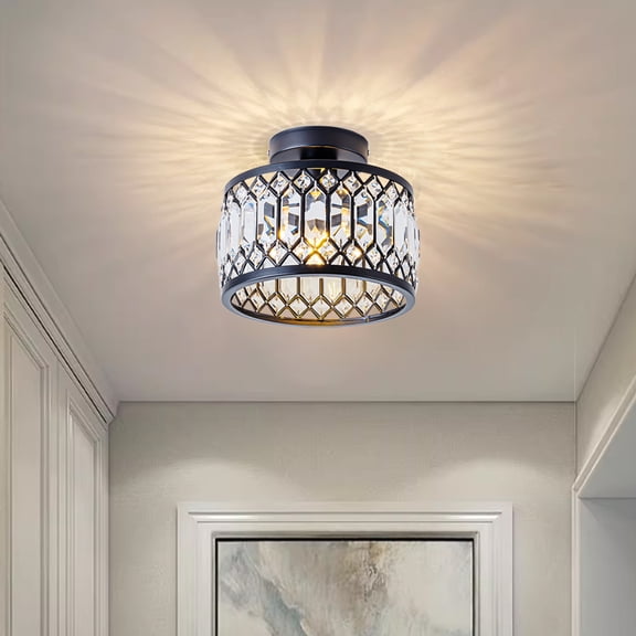 1-light Black Semi Flush Mount Ceiling
