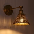 thumbnail image 5 of 1-Light Farmhouse Brown Rattan Gold Brass Wall Swing Arm Lamp Wall Sconce, 5 of 5