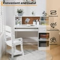 thumbnail image 4 of Twister.CK Kids Desk and Chair Set, Wooden Study Table with Storage, Bulletin Board, Keyboard Stand, Pen Holder, White, 4 of 8